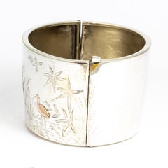 Edwardian Silver and Gold Tapered Bangle