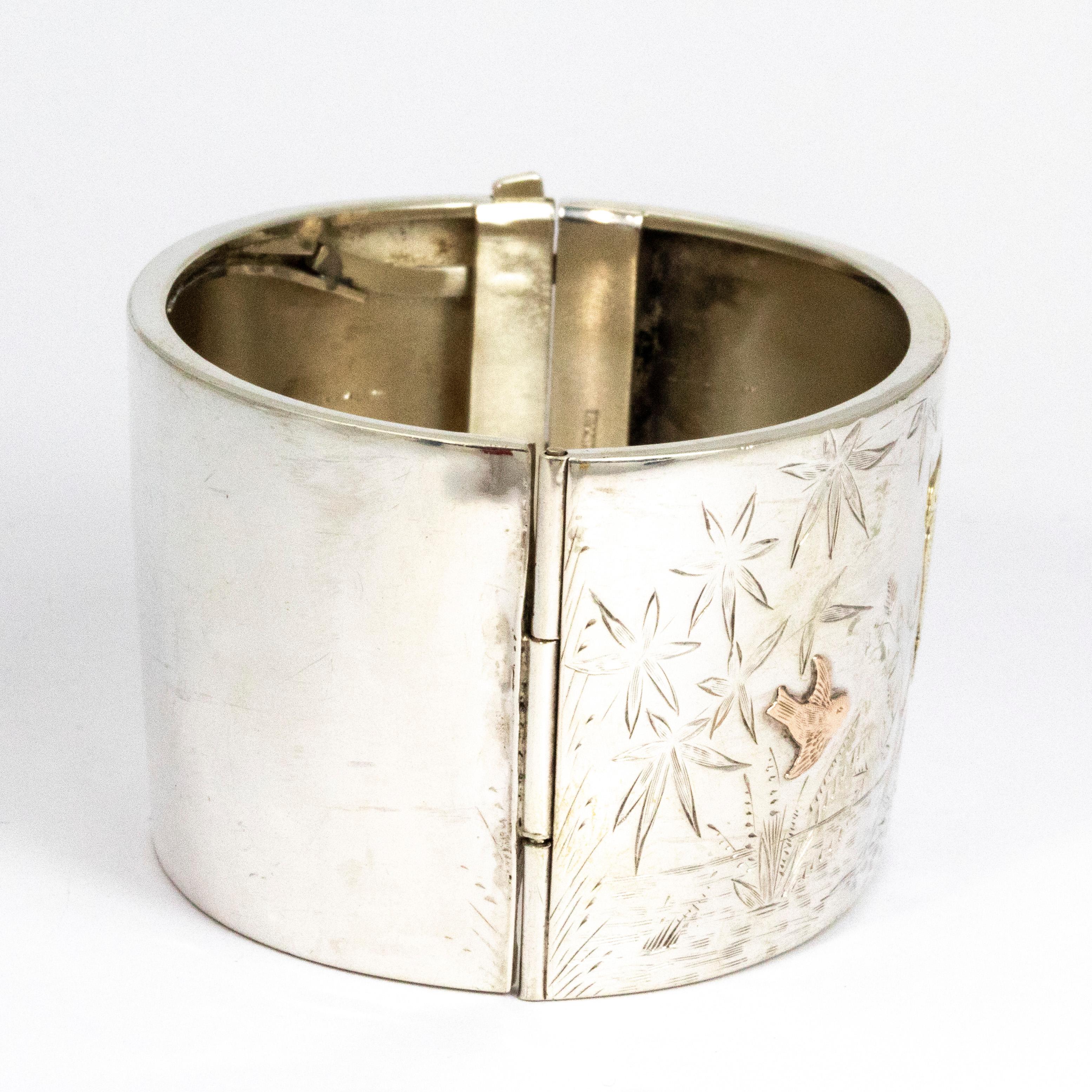 Edoardiano Bracciale conico edoardiano in argento e oro in vendita