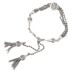 Used Edwardian Silver Belcher and Torpedo Link Ladies Albertina Bracelet, Circa 1905