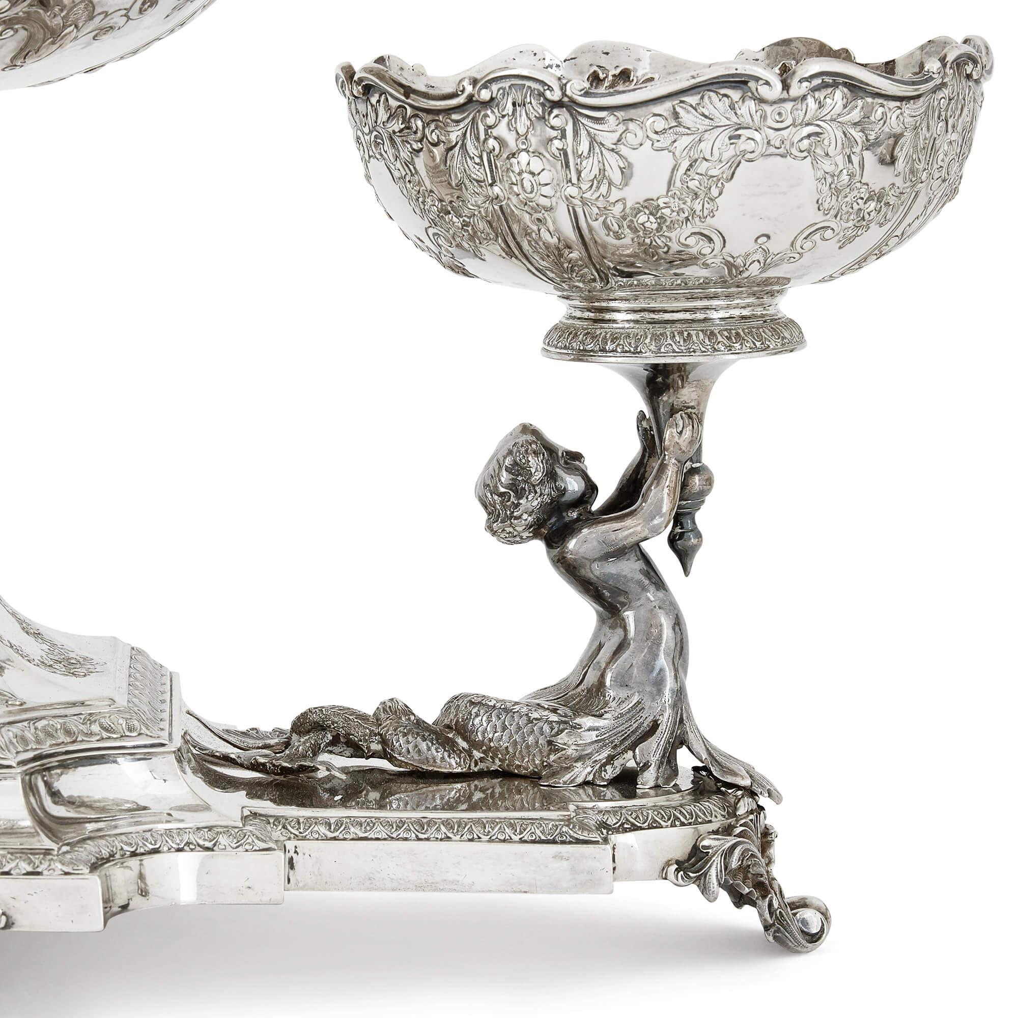Edwardian Silver Centrepiece Suite by Horace Woodward & Co. London For Sale 1