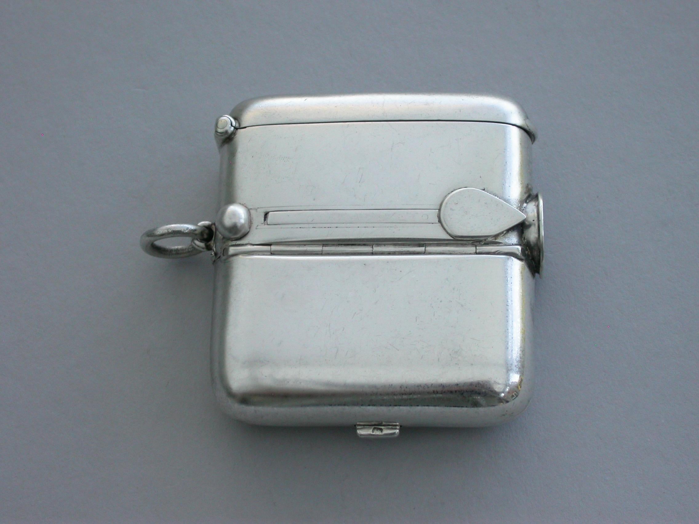 English Edwardian Silver Combination Vesta Case/Sovereign Case/Cheroot Cutter 1901