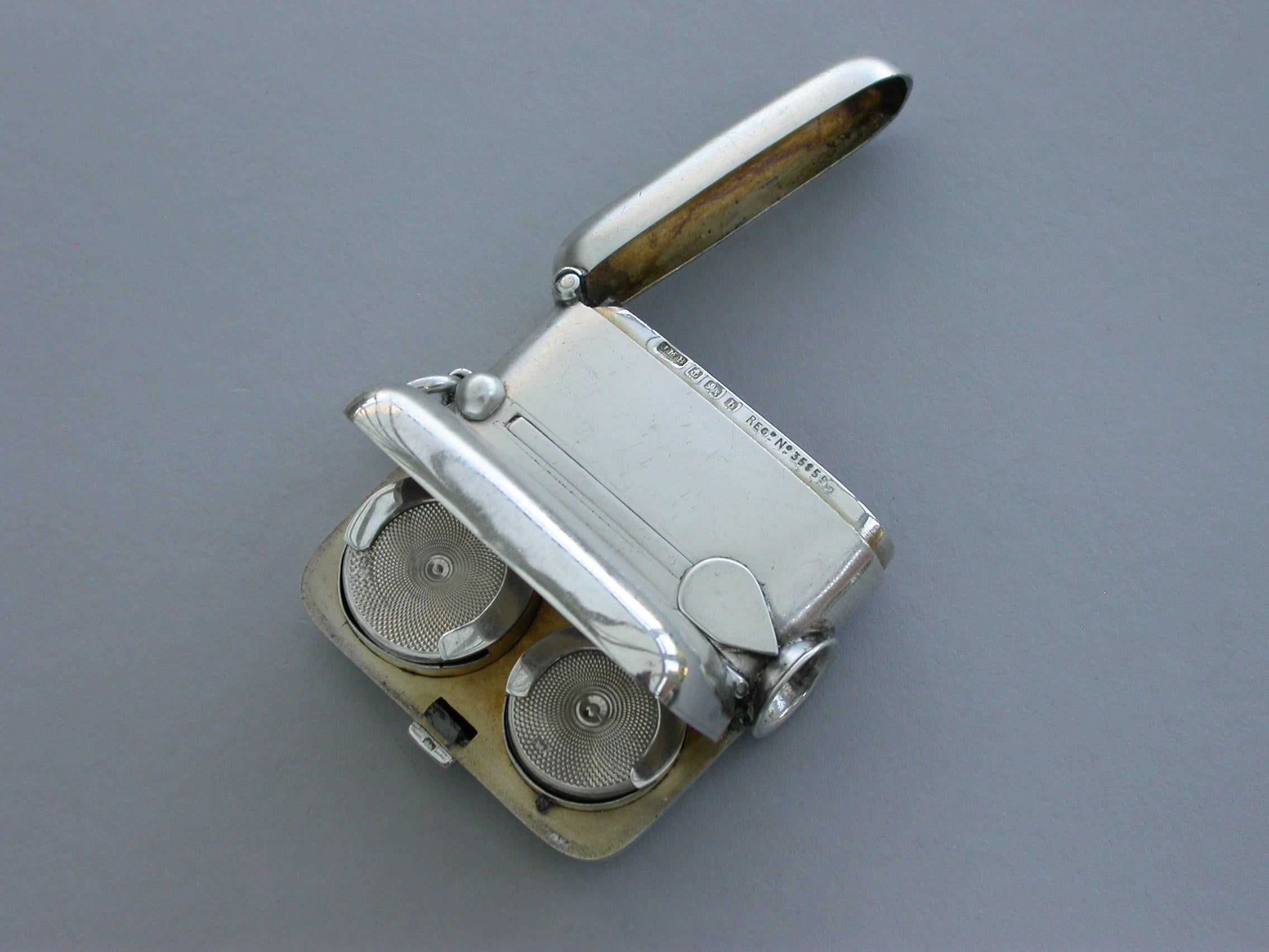 Edwardian Silver Combination Vesta Case/Sovereign Case/Cheroot Cutter 1901 2