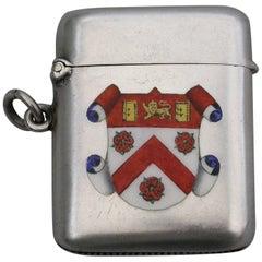 Edwardian Silver & Enamel Trinity College, Cambridge University Vesta Case, 1905