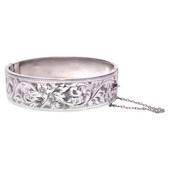 Edwardian Silver Engraved Bangle