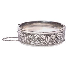 Edwardian Silver Engraved Bangle