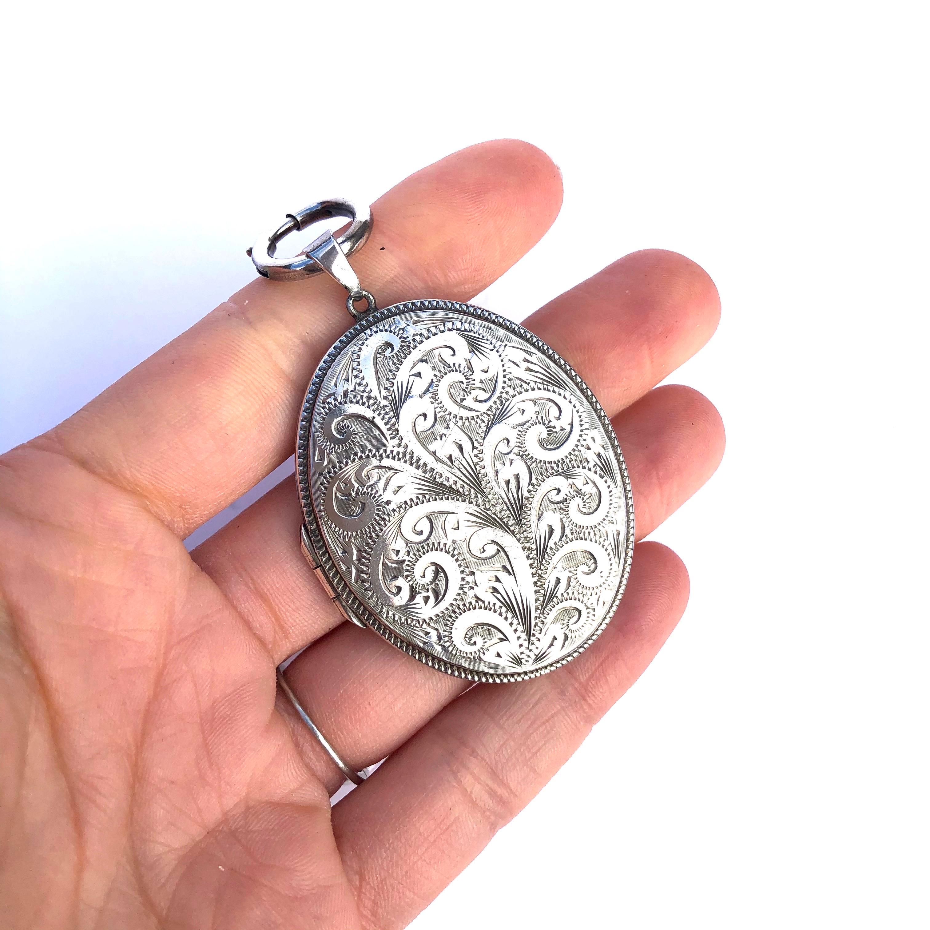 Women's Edwardian Silver Engraved Locket