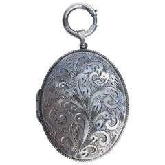 Edwardian Silver Engraved Locket