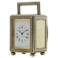 Reloj de carruaje eduardiano de plata dorada de Drew & Sons, Londres, 1913