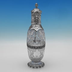 Edwardian Silver & Glass Claret Jug, Goldsmiths & Silversmiths, London 1903