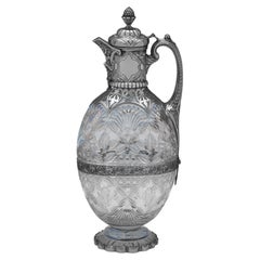 Edwardian Silver & Glass Claret Jug, Goldsmiths & Silversmiths, London 1903