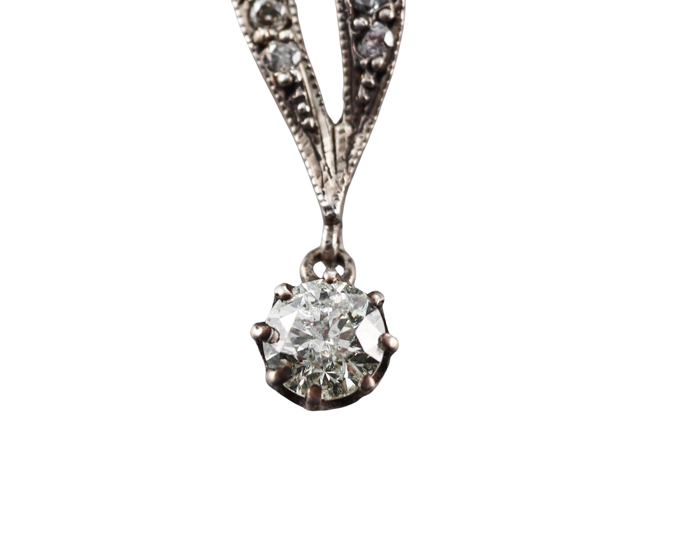 Edwardian Silver Gold Pearl Diamond Pendant Necklace In Excellent Condition For Sale In New York, NY