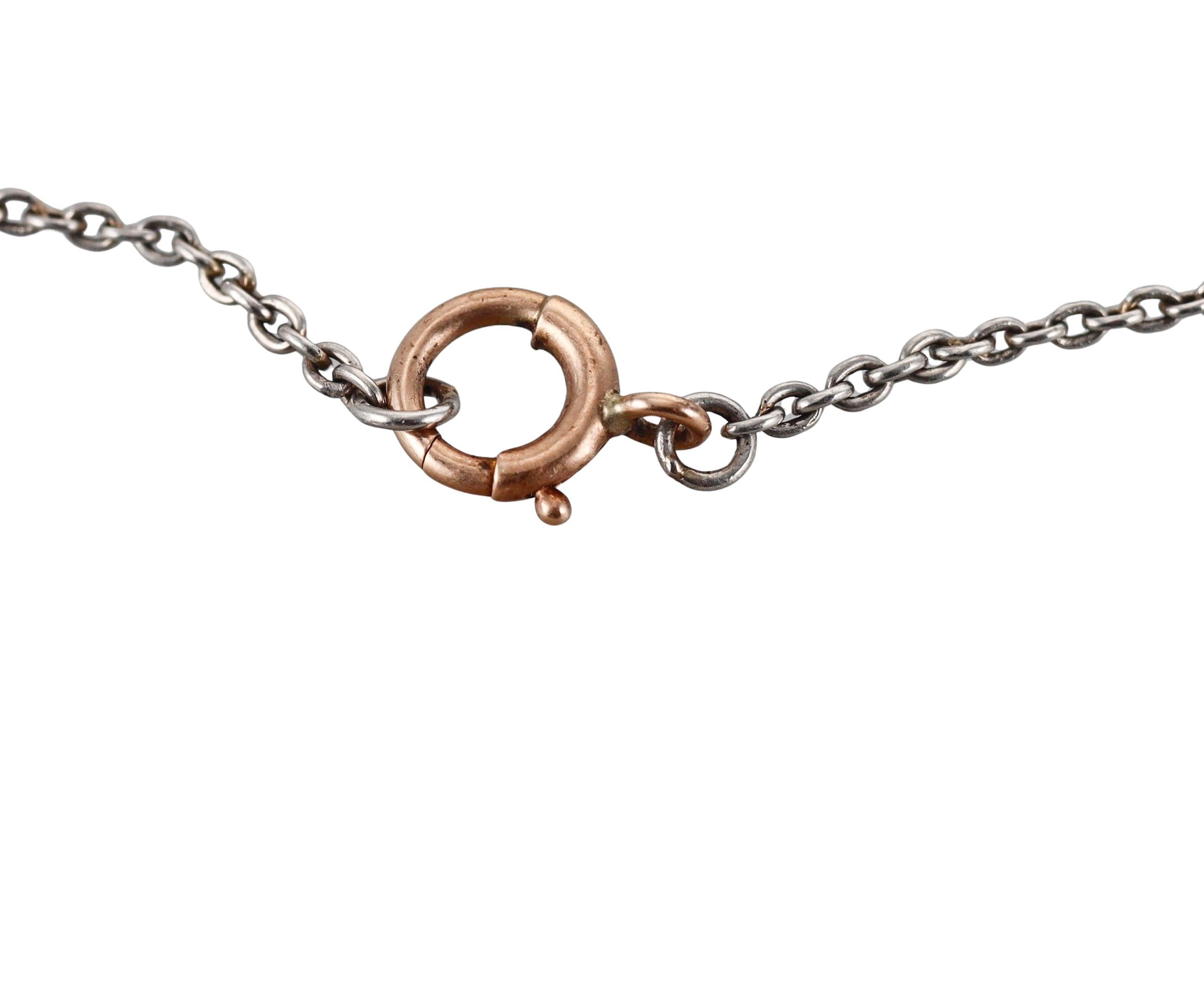 Women's Edwardian Silver Gold Pearl Diamond Pendant Necklace For Sale
