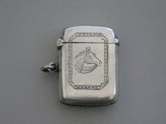 Edwardian Silver Horses Head Vesta Case, by W G Knight, Birmingham, 1904