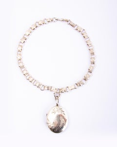 Edwardian Silver Locket and Collar Necklace