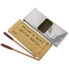 Antique Edwardian Silver Motorcar Headlamp Match Box Case by Z Barraclough & Sons, 1907