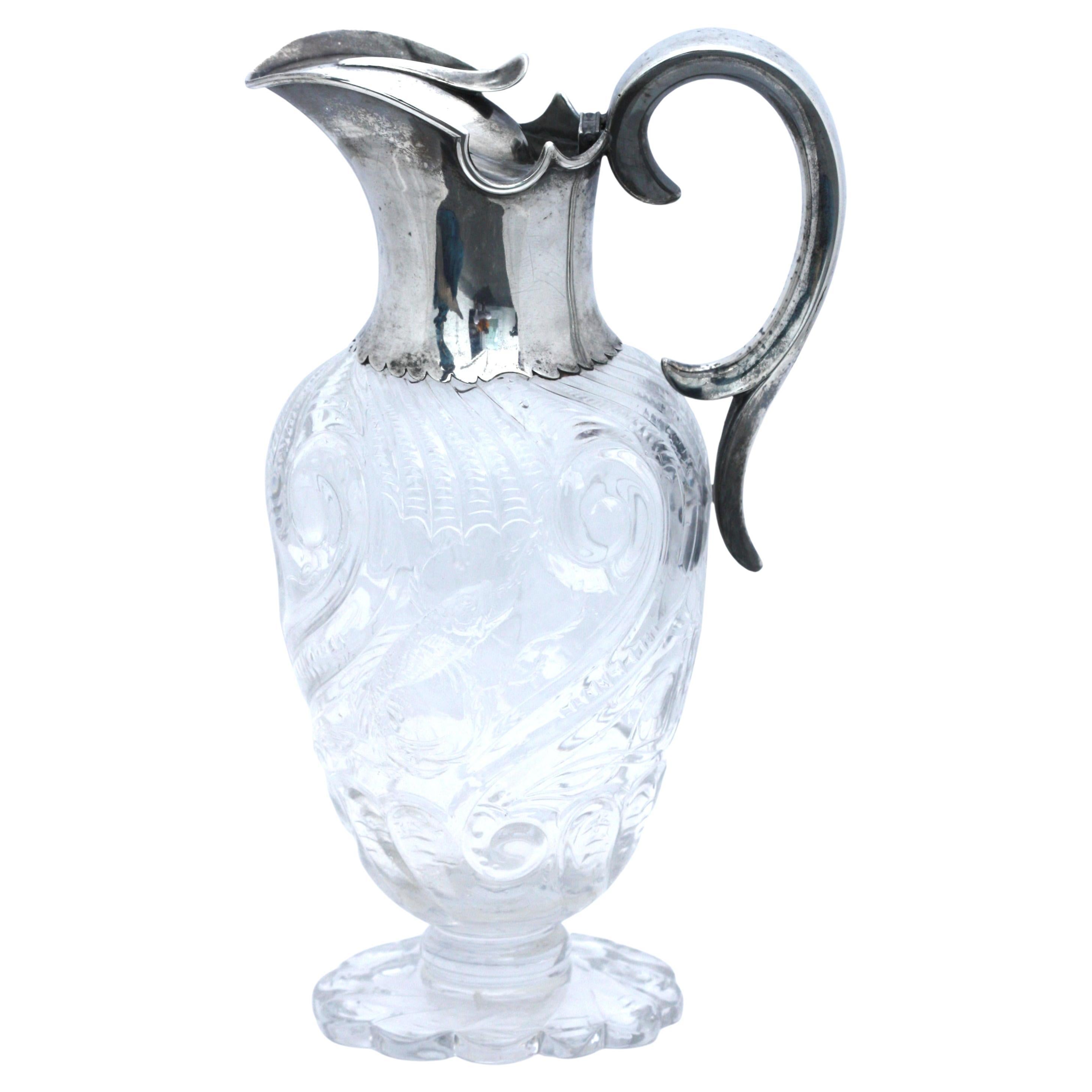 Edwardian Silver-Mounted Glass Claret Jug