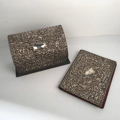 Edwardian Silver-Mounted Stationary Box with Matching Victorian Blotter