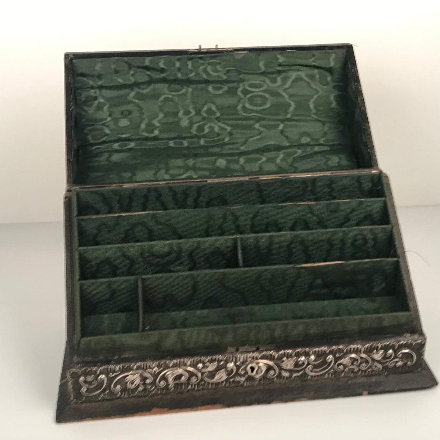 Hand-Crafted Edwardian Silver-Mounted Stationary Box with Matching Victorian Blotter For Sale