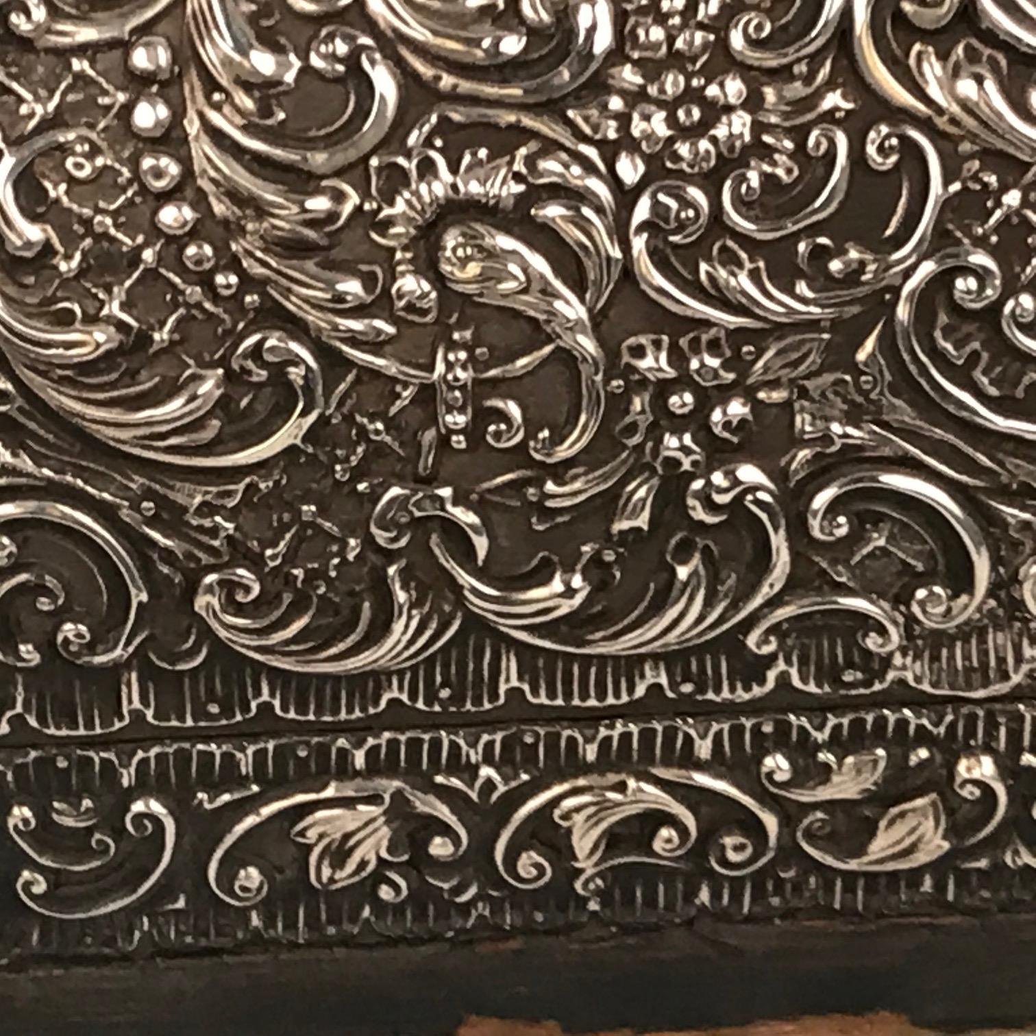 Scatola da lettere edoardiana con montatura in argento e blotter vittoriano abbinato In condizioni discrete in vendita a Montreal, QC