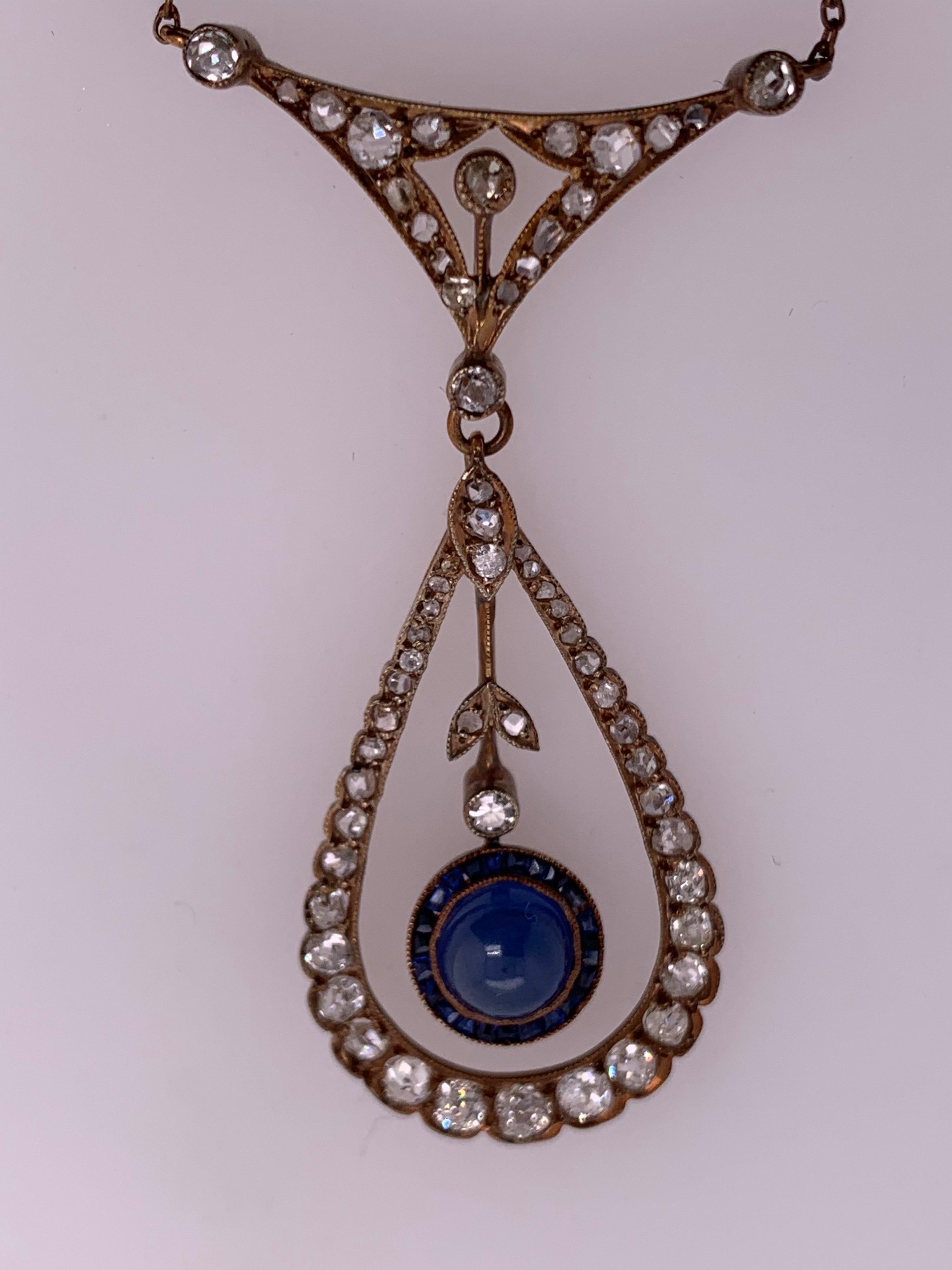 Anhänger aus edwardianischem Silber, 2 Karat natürlicher Diamant und Saphir im alten Minenschliff, um 1910 Damen im Angebot