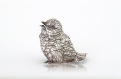 Edwardian Silver Perfume Bottle Scent Holder in a Shape of a Bird, 1905