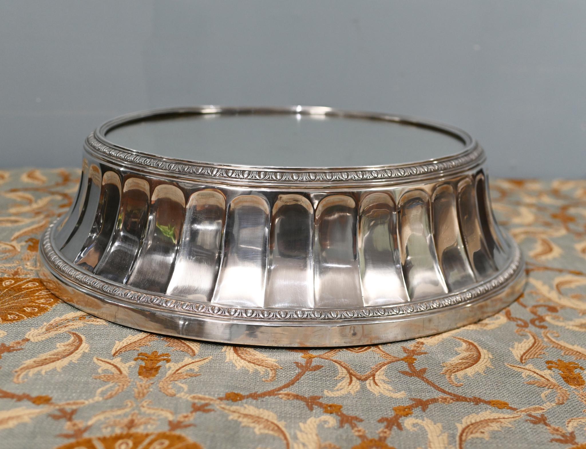 Plaqué argent Edwardian Silver Plate Cake Stand Display Plateau Wedding Platter 1910 en vente