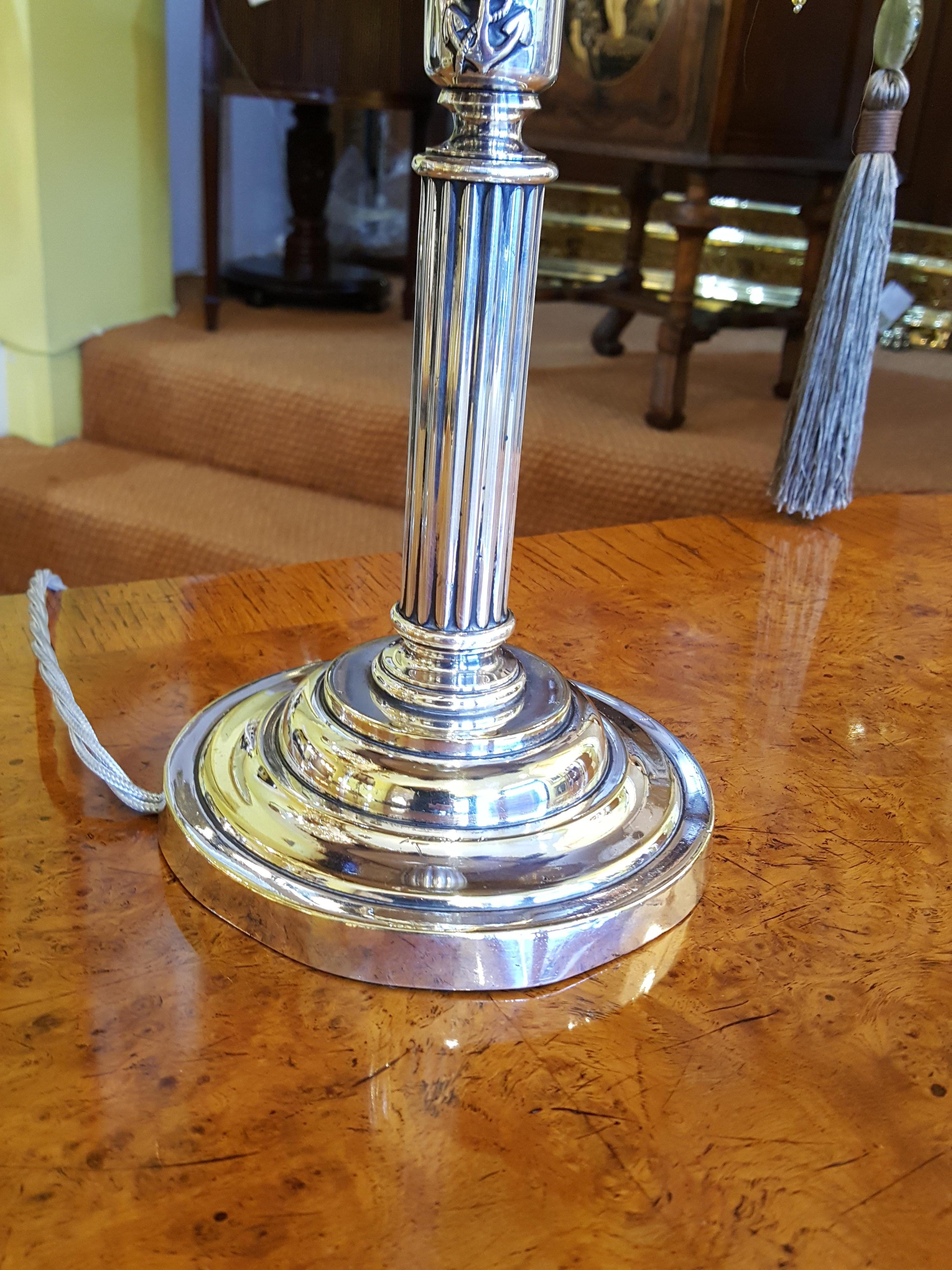 Edwardian Silver Plate Table Lamp In Good Condition In Altrincham, Cheshire