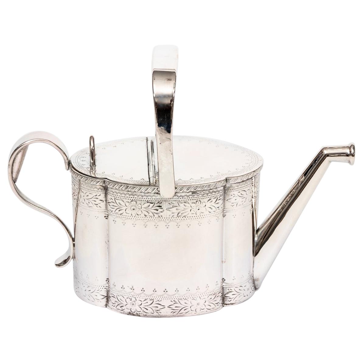 Edwardian Silver Plate Watering Can with Floral Border