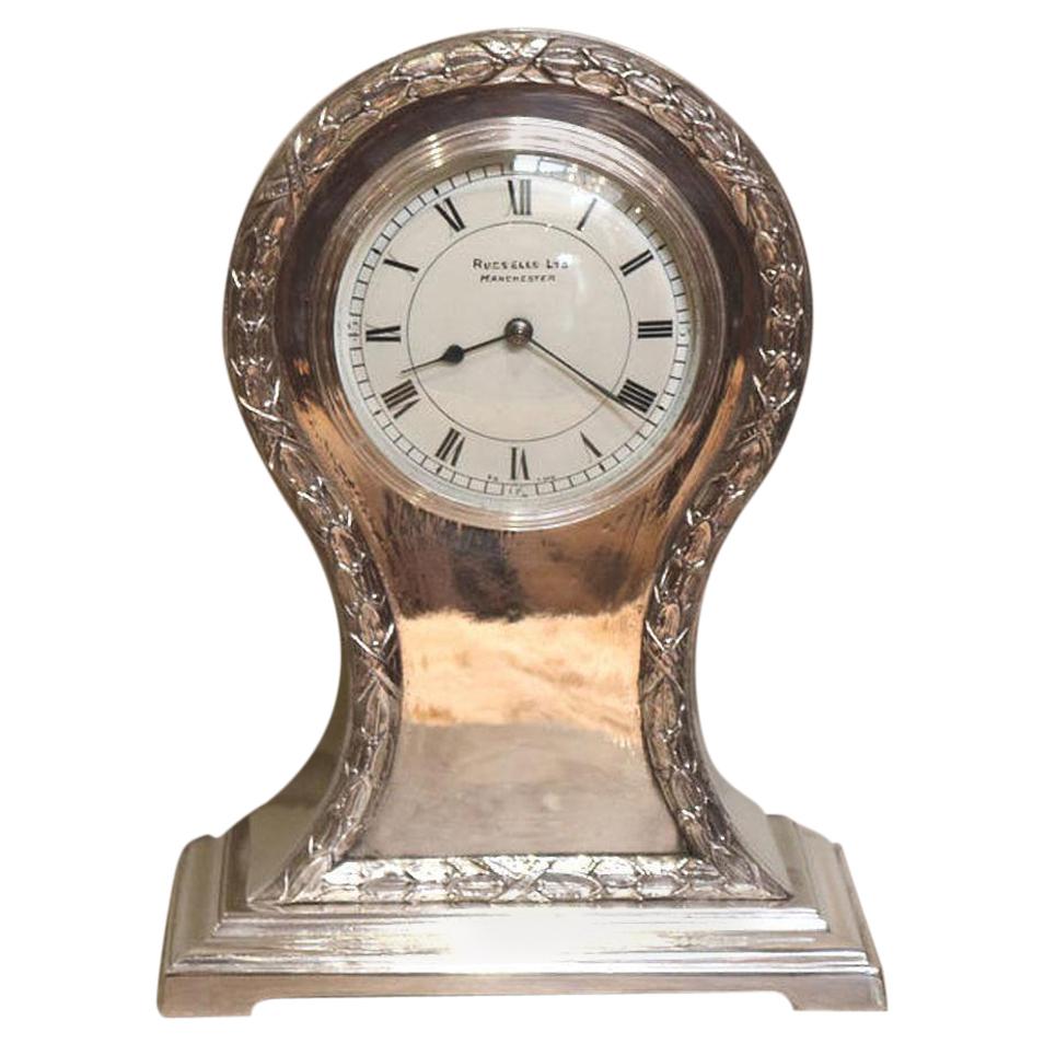 Edwardian Silver Plated Balloon Clock For Sale