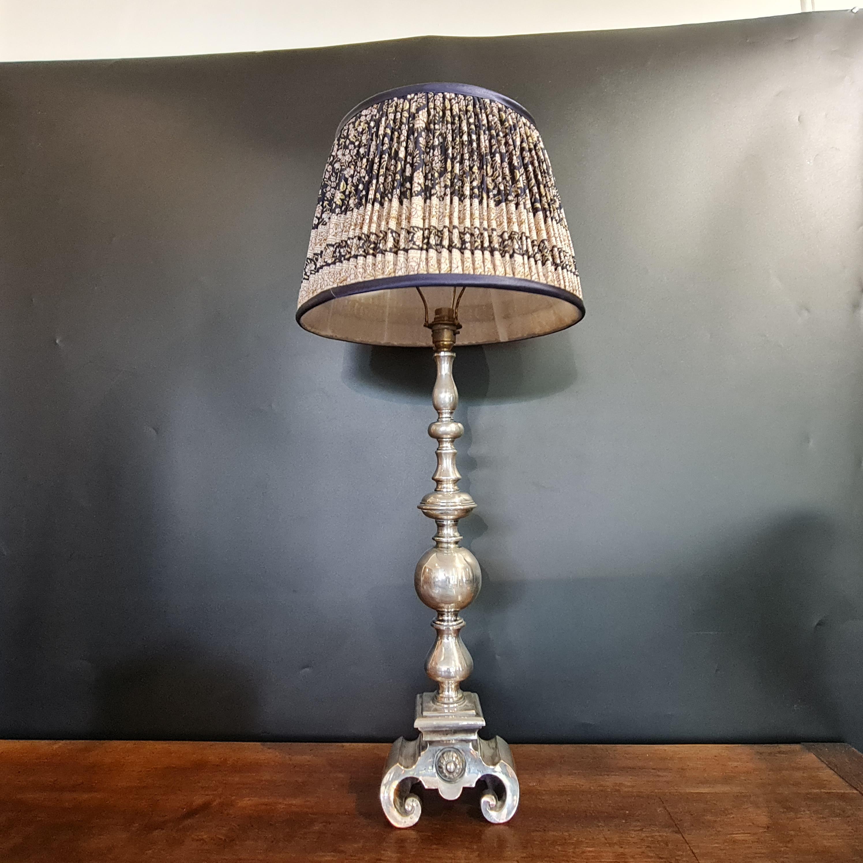 Edwardian silver plated table lamp in the Dutch style. Re-wiring of the lamp will be included in the price.