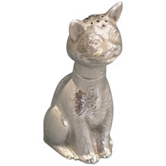 Edwardian Silver Registered Design Comical Cat Pepper by H V Pithey & Co, 1910