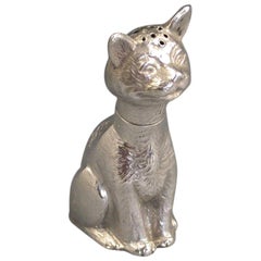 Edwardian Silver Registered Design Comical Cat Pepper by H V Pithey & Co, 1910