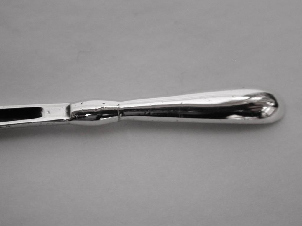 Edwardian silver surgical grooved director, circa 1905, Arnold and Sons, London
This medical item was used to direct the scapel during surgery.
 