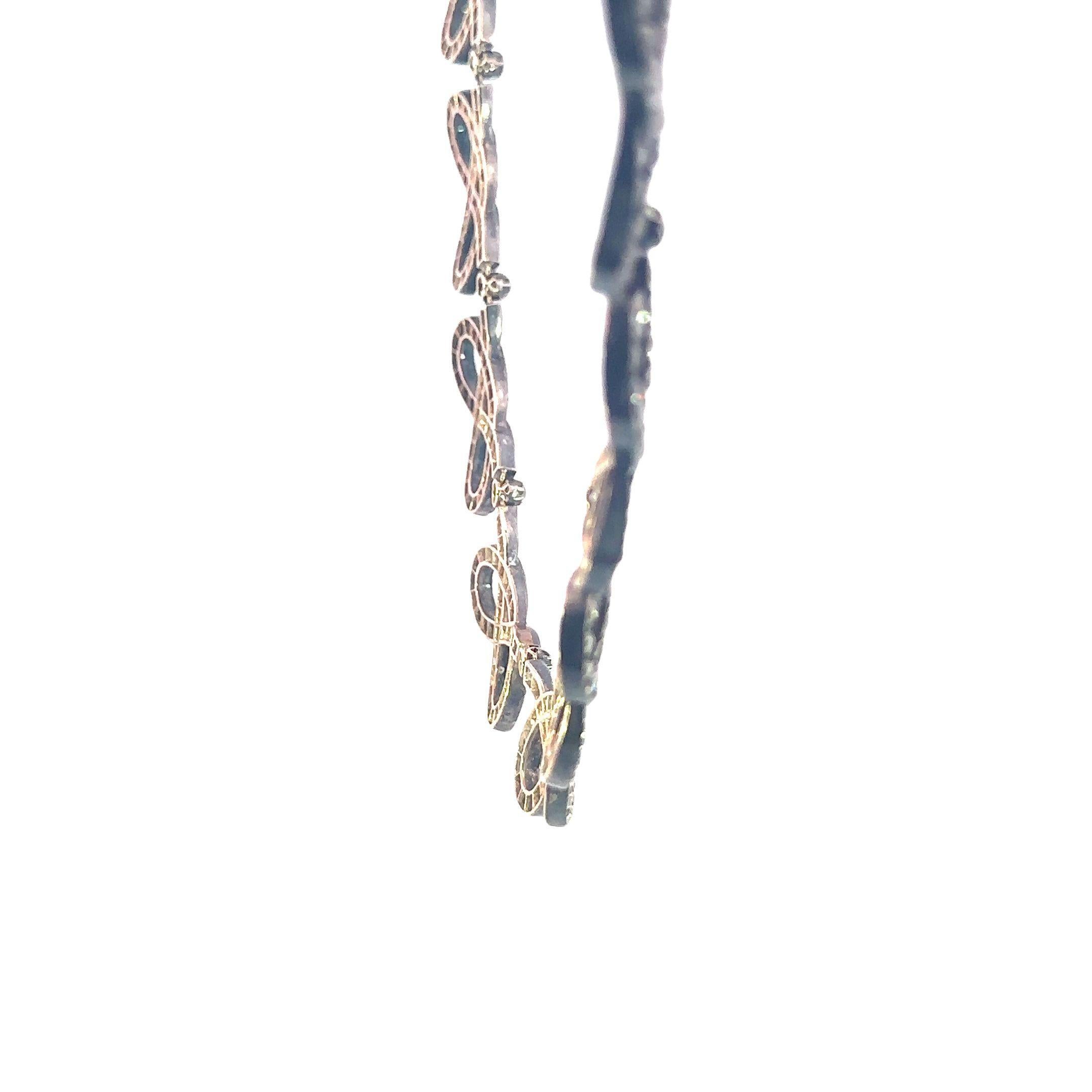 Women's Edwardian Silver Topped Gold Infinity Bowtie Diamond Necklace ~31.9ctw Old Miner