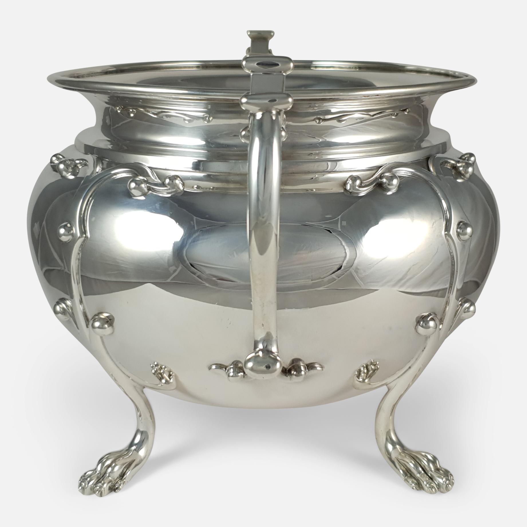 British Edwardian Silver Twin-Handled Jardinière Bowl, Wakely and Wheeler, 1905 For Sale
