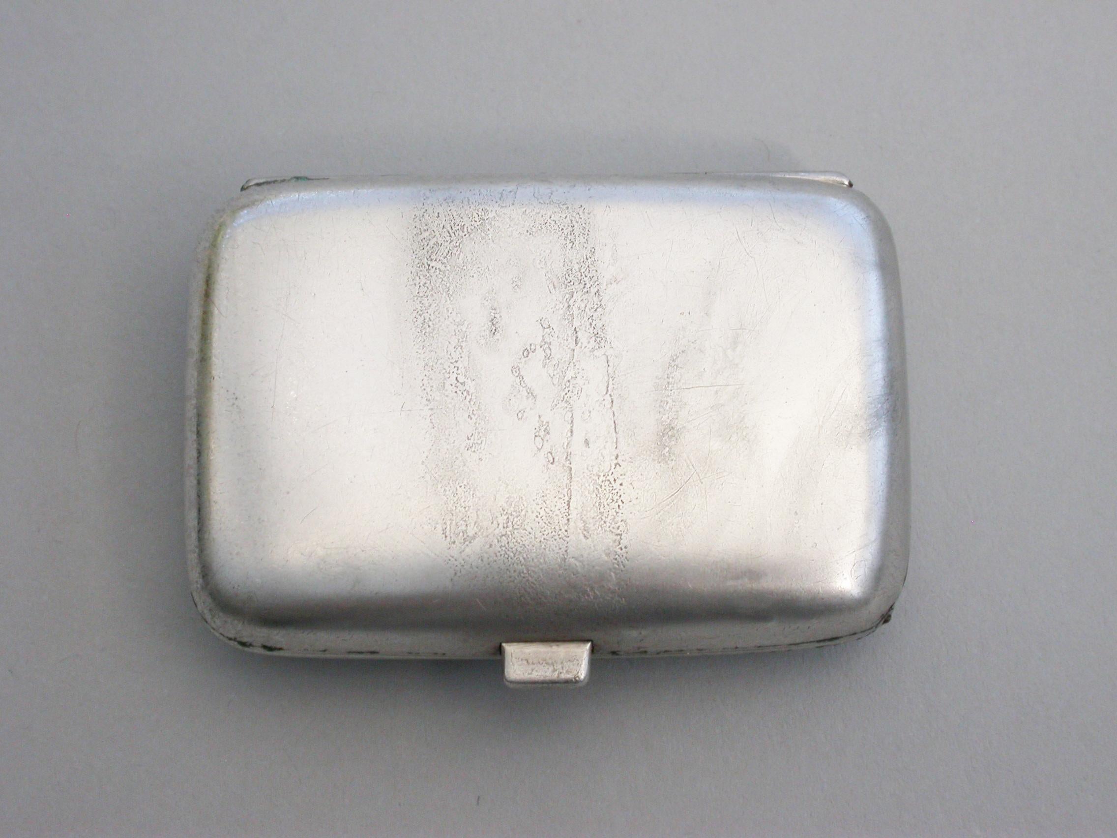 A very unusual Edwardian silver Vesta Case of plain rounded rectangular form, the interior fitted with a hinged articulated collapsible 3-tier match holder and striker.

By Asprey & Co Ltd, Chester, 1907

Weight 32.00 Grams (1.03 troy ounces).