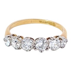 Edwardian Six Stone Diamond 18 Karat Gold Band Ring