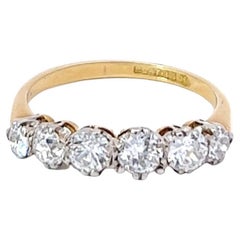 Edwardian Six Stone Diamond 18 Karat Gold Band Ring