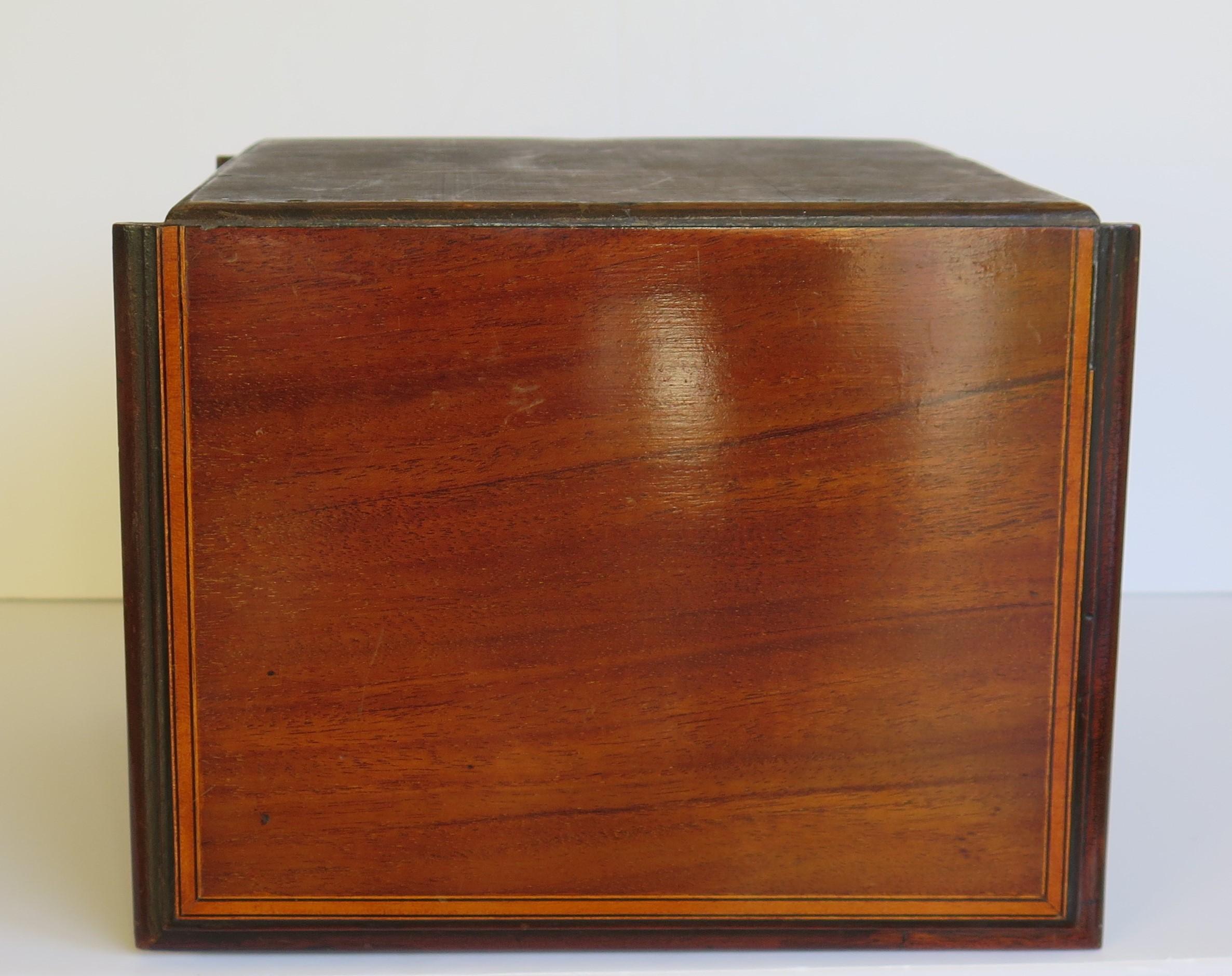 Edwardian Small Table Cabinet or Inlaid Box Lockable with Key, Ca.1905  7