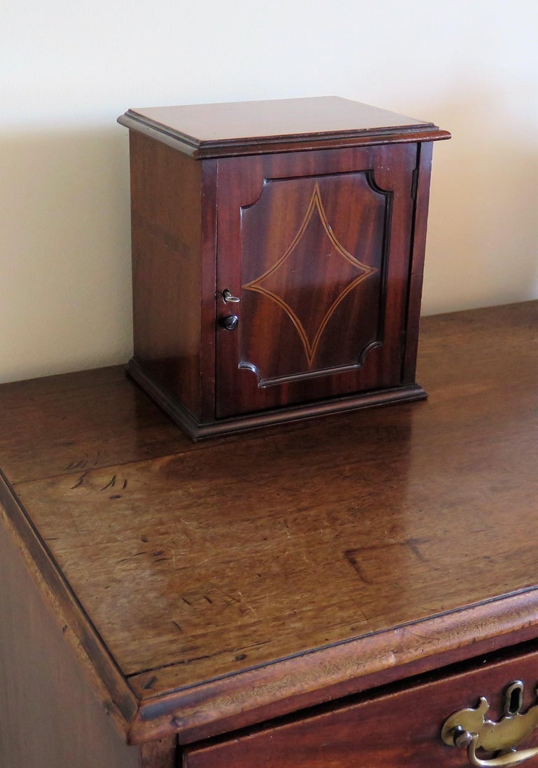 Edwardian Small Table or Box Inlaid Mahogany Lockable with Key