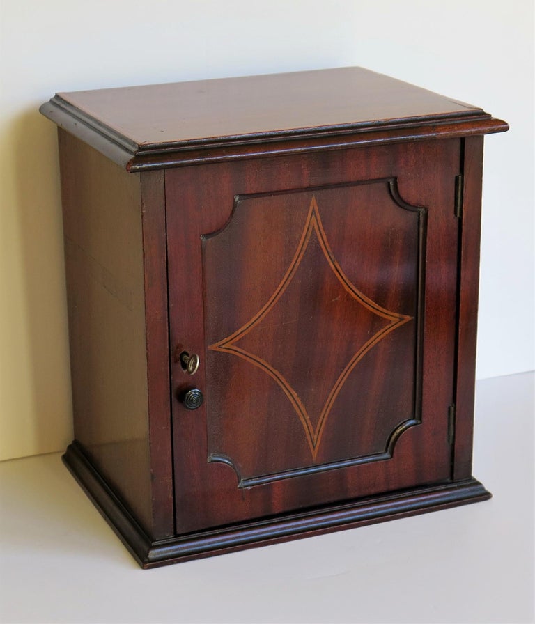 Edwardian Small Table or Box Inlaid Mahogany Lockable with Key