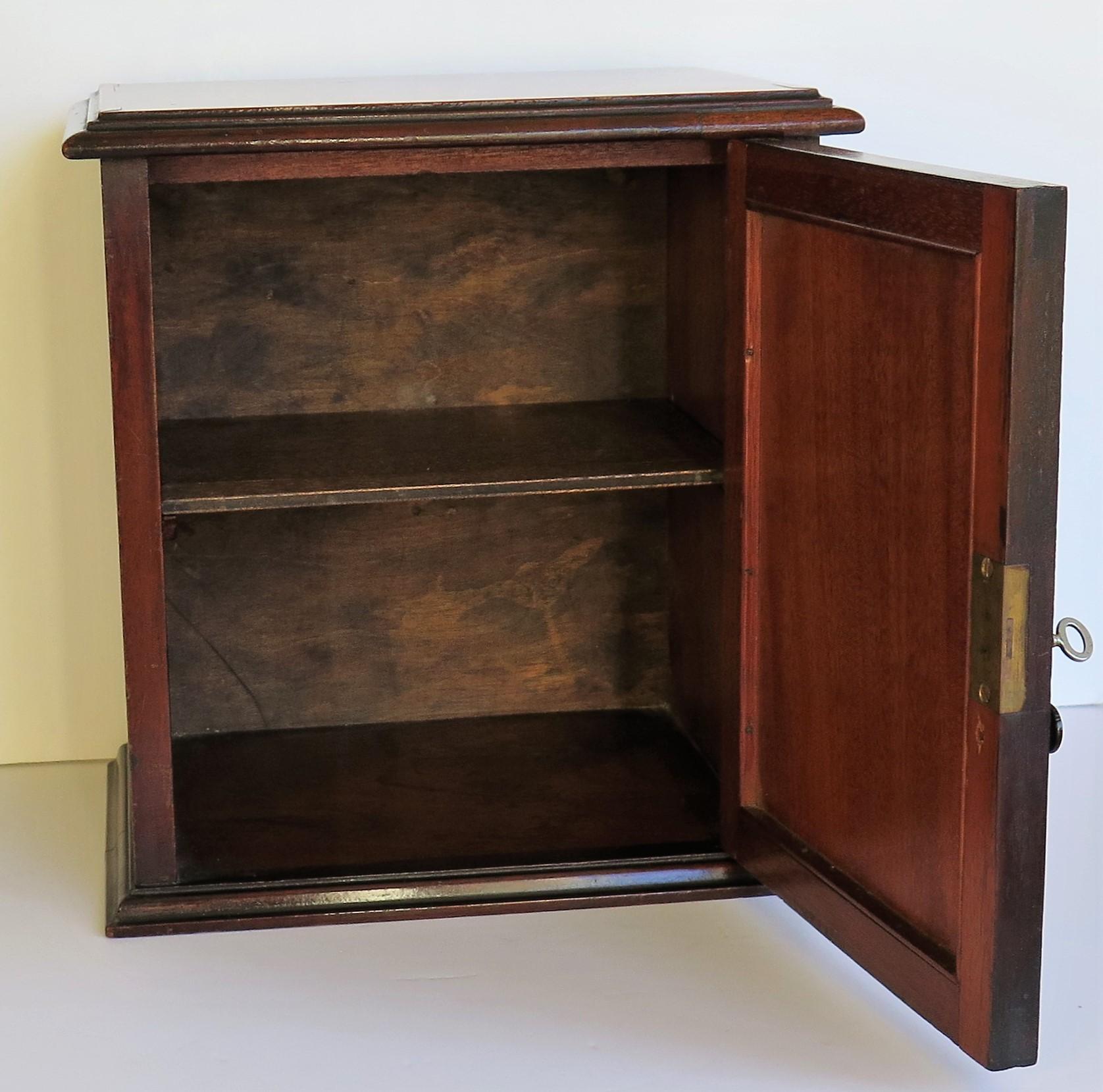 English Edwardian Small Table Cabinet or Inlaid Box Lockable with Key, Ca.1905 