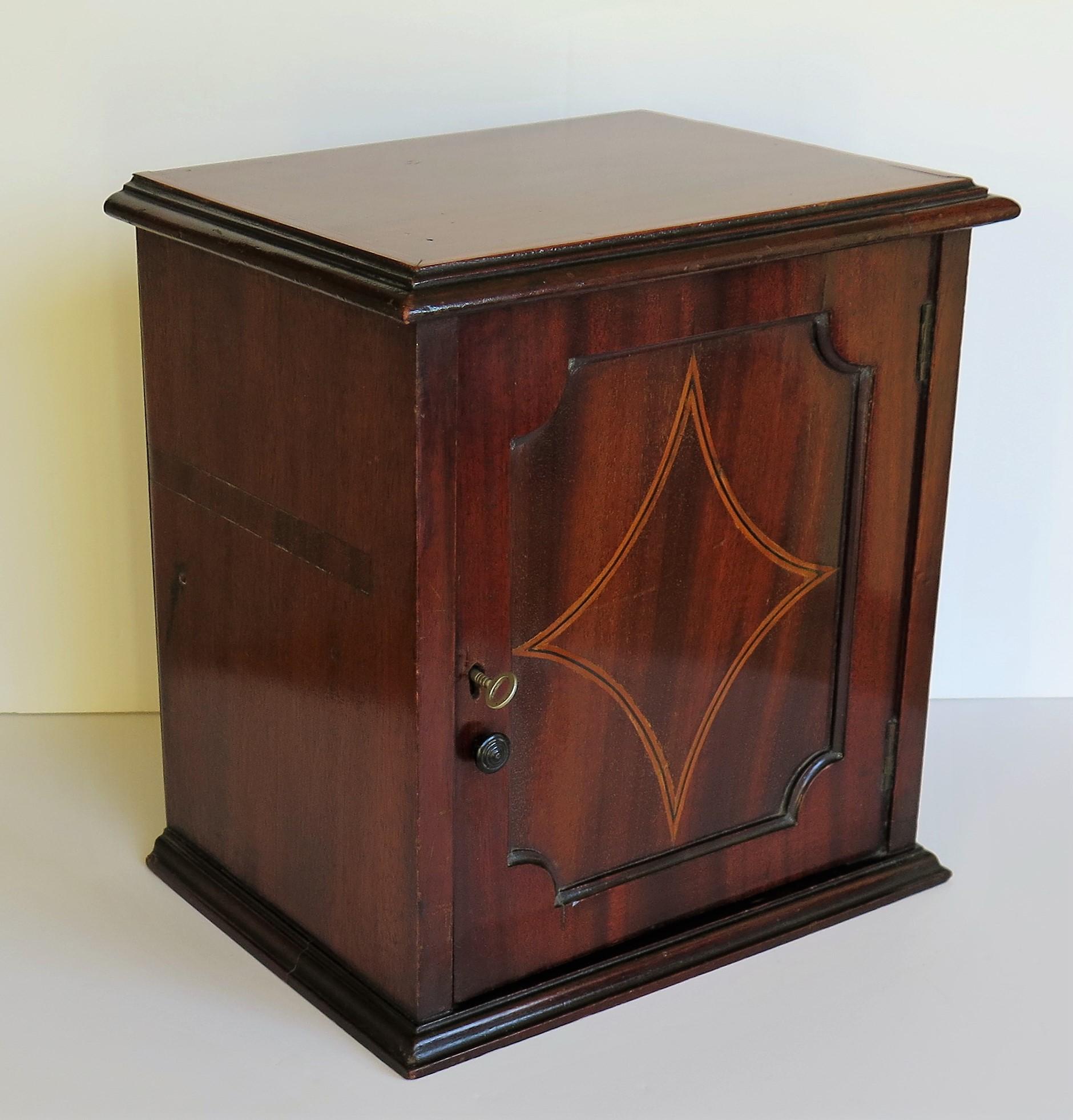 19th Century Edwardian Small Table Cabinet or Inlaid Box Lockable with Key, Ca.1905 