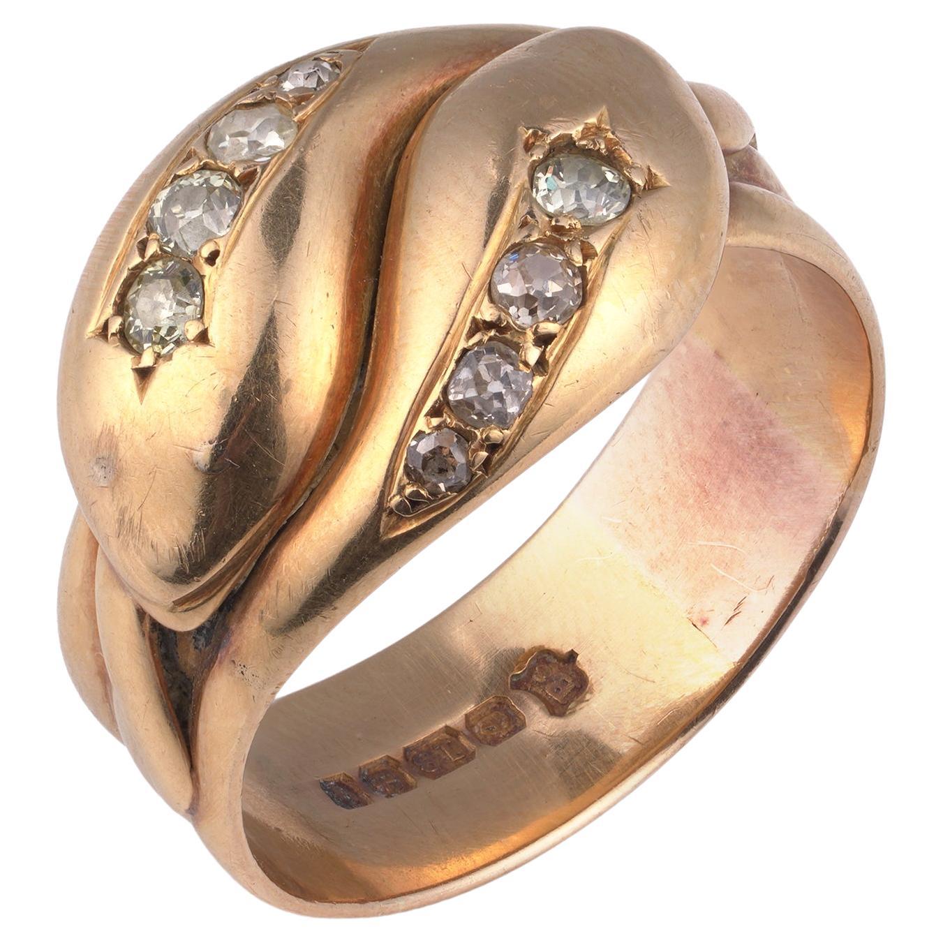 Edwardian Snake Diamond Ring, 18KT Gold, Birmingham 1915