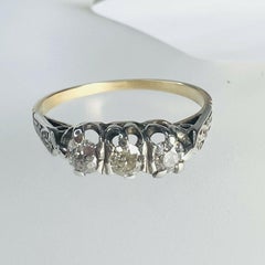 Edwardian Solid 18K 3 Stone .24ctw Diamond Ring Band