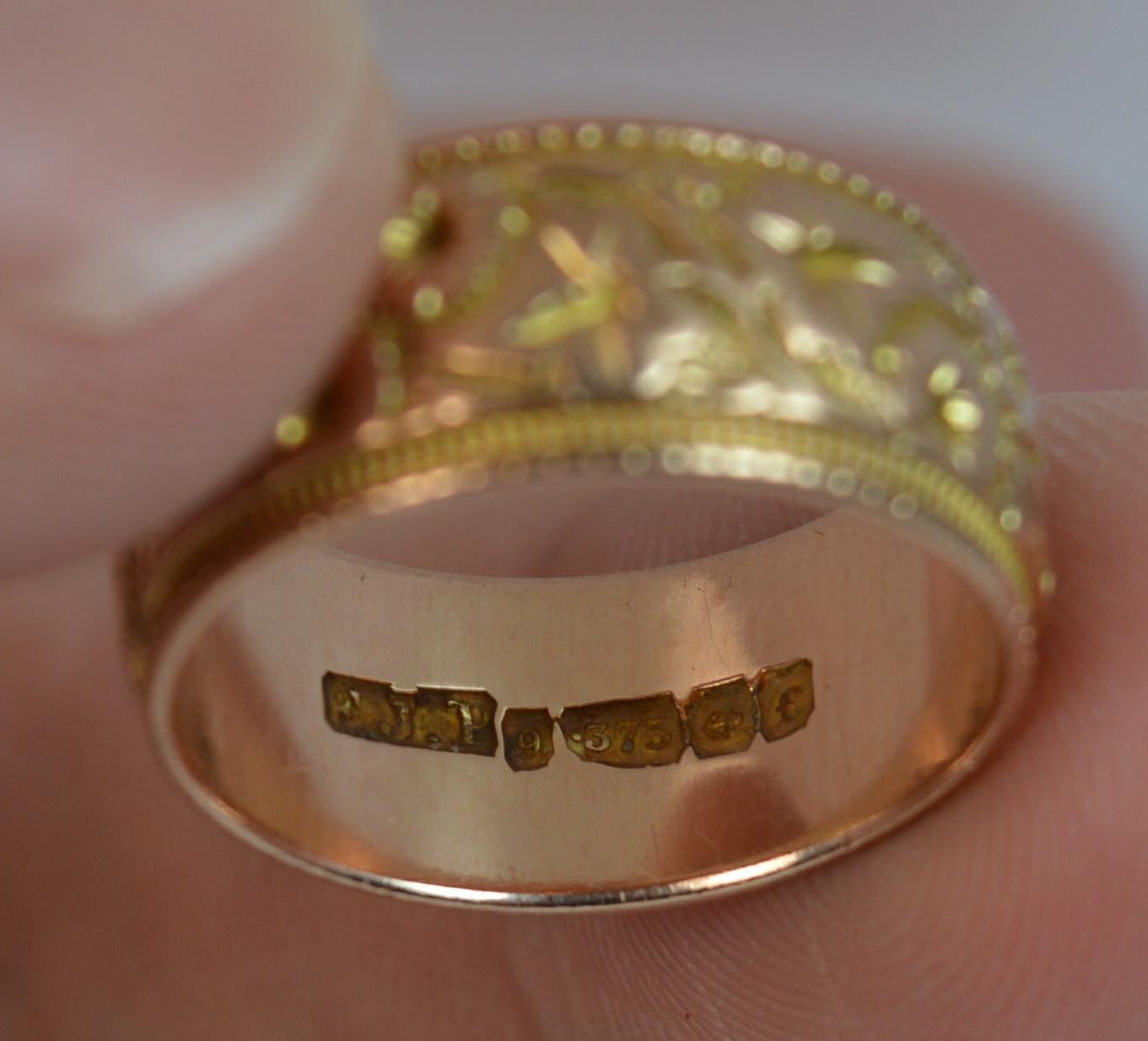 Edwardian Solid 9 Carat Rose Gold Ivy Leaf Wide Band In Excellent Condition In St Helens, GB