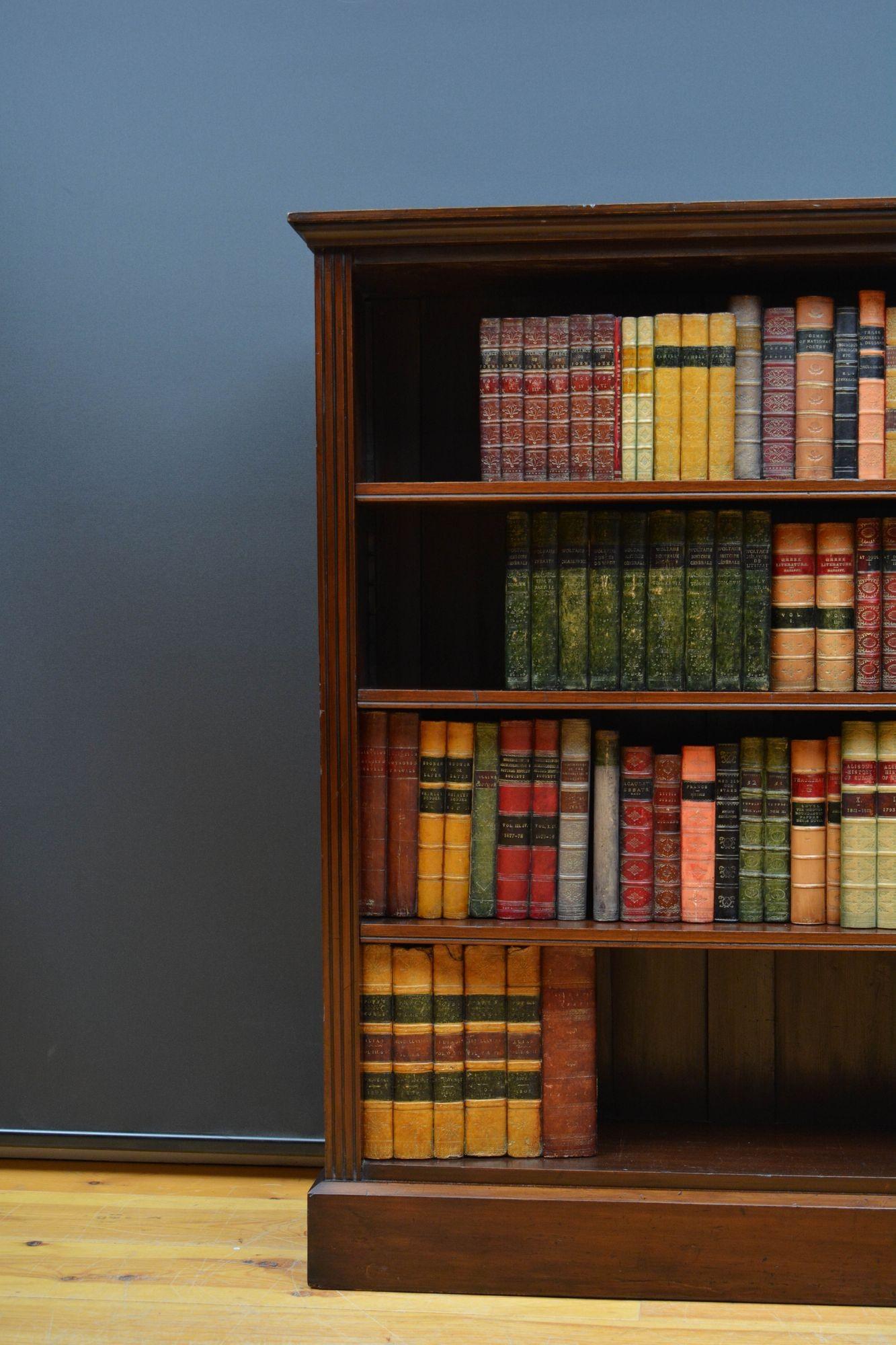 Edwardian Solid Mahogany Open Bookcase 2