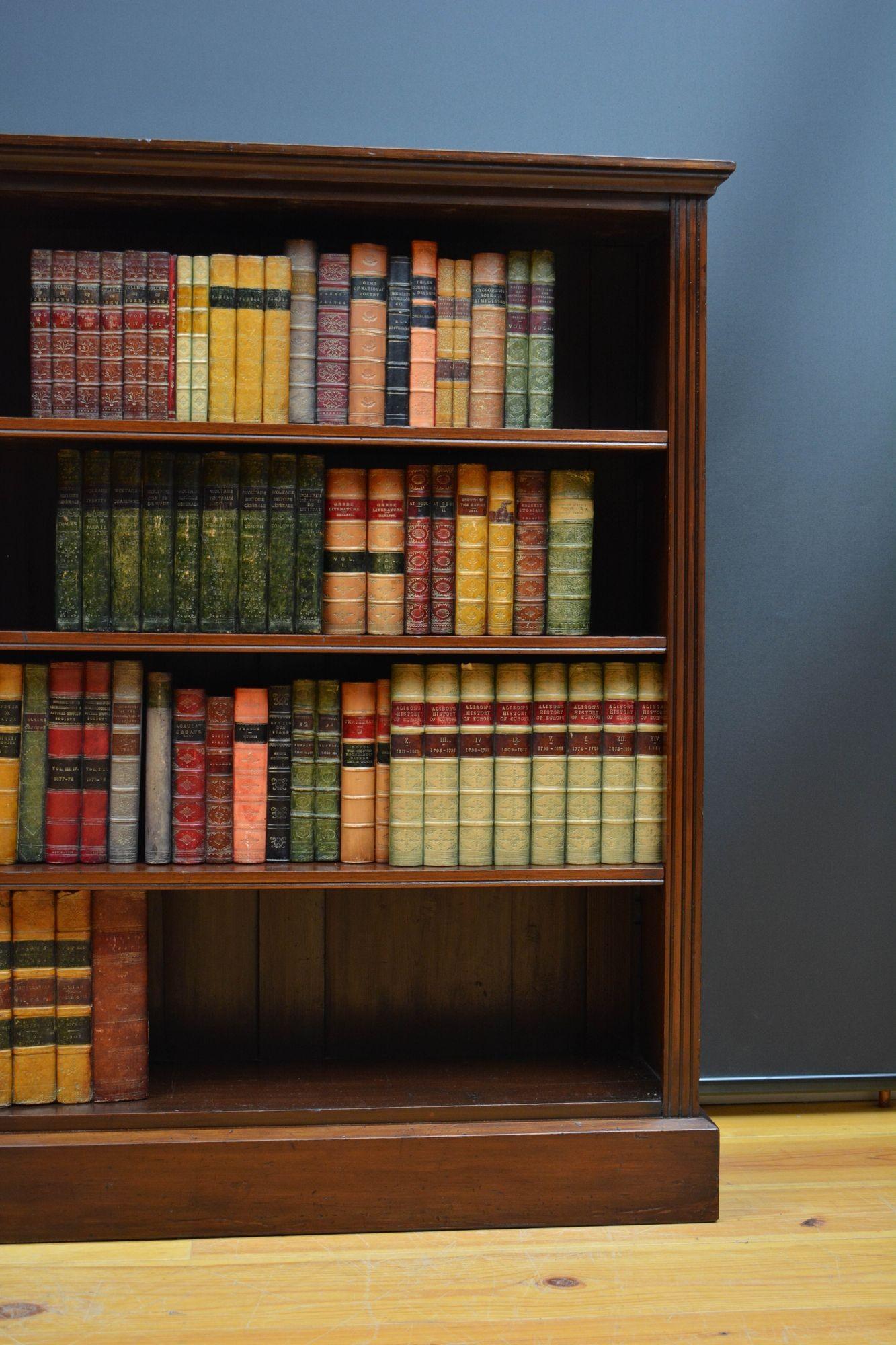 Edwardian Solid Mahogany Open Bookcase 3