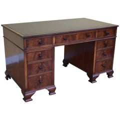 Antique Edwardian Solid Mahogany Pedestal Desk