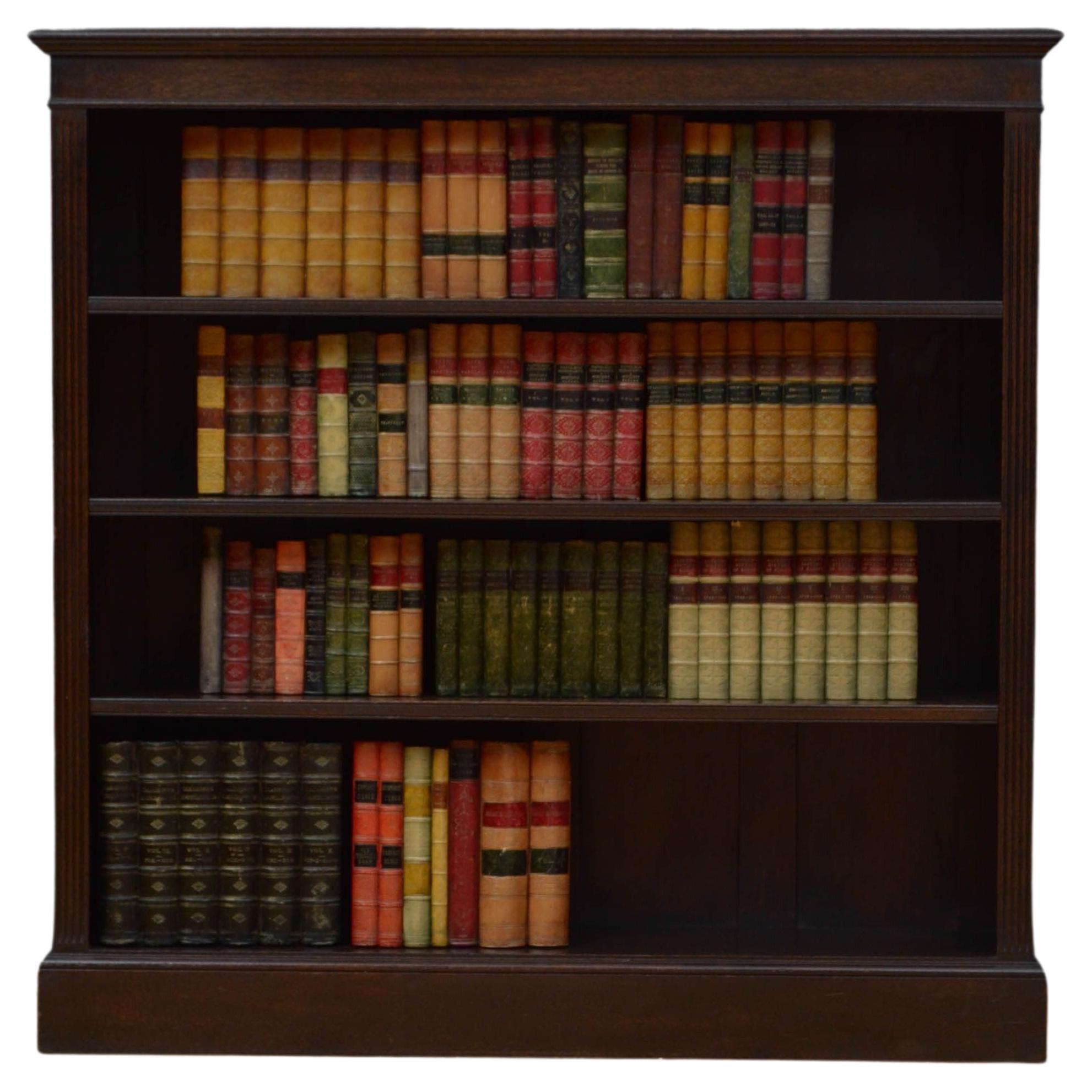Edwardian Solid Oak Open Bookcase For Sale